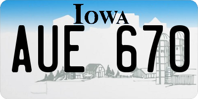 IA license plate AUE670