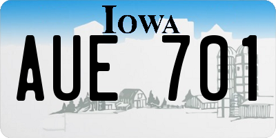 IA license plate AUE701