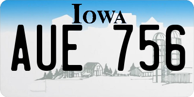 IA license plate AUE756