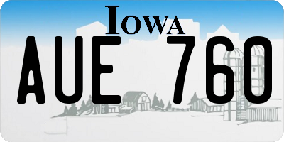 IA license plate AUE760