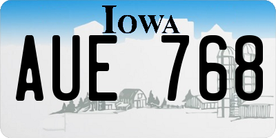 IA license plate AUE768