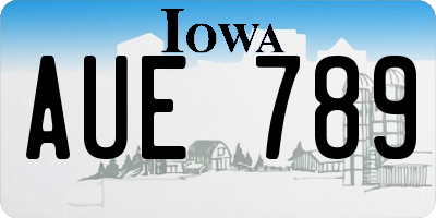 IA license plate AUE789