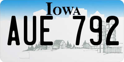 IA license plate AUE792