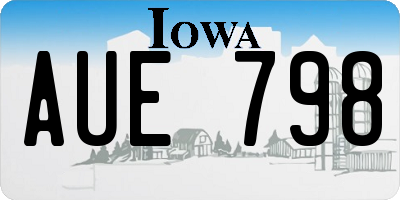 IA license plate AUE798