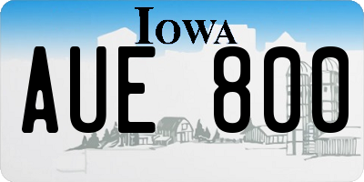IA license plate AUE800