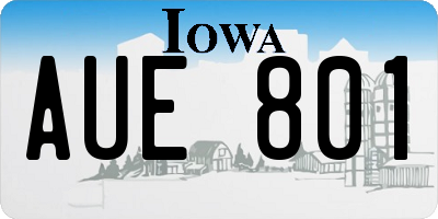 IA license plate AUE801