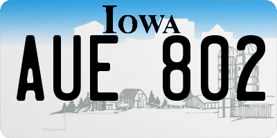 IA license plate AUE802