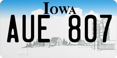 IA license plate AUE807