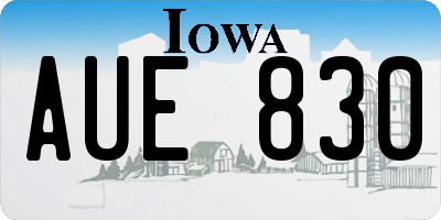 IA license plate AUE830