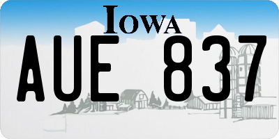 IA license plate AUE837