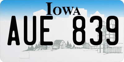 IA license plate AUE839