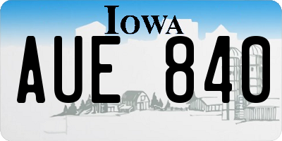IA license plate AUE840