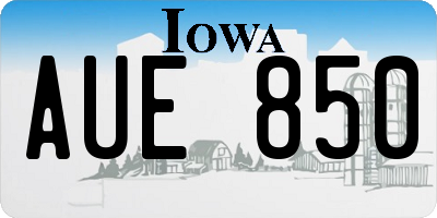IA license plate AUE850