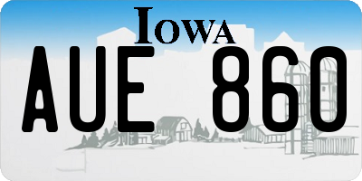 IA license plate AUE860