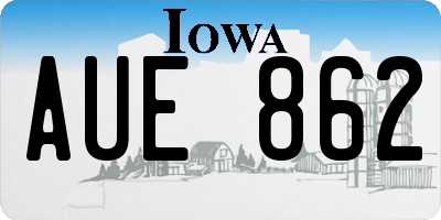 IA license plate AUE862