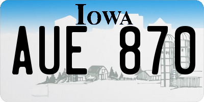 IA license plate AUE870