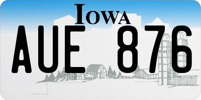 IA license plate AUE876