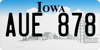 IA license plate AUE878