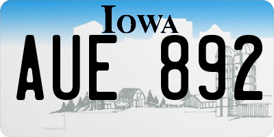 IA license plate AUE892