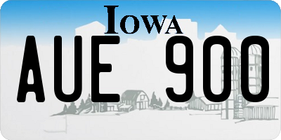 IA license plate AUE900