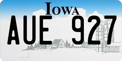 IA license plate AUE927
