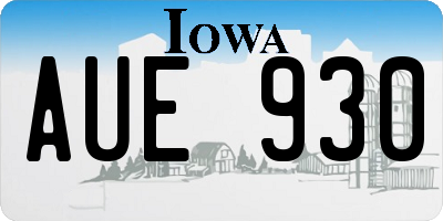 IA license plate AUE930