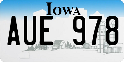 IA license plate AUE978