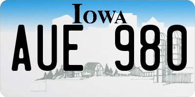 IA license plate AUE980