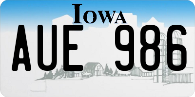 IA license plate AUE986