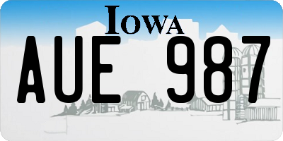 IA license plate AUE987