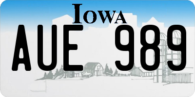 IA license plate AUE989