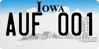 IA license plate AUF001