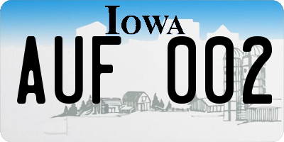 IA license plate AUF002