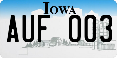 IA license plate AUF003