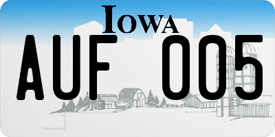 IA license plate AUF005