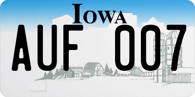 IA license plate AUF007