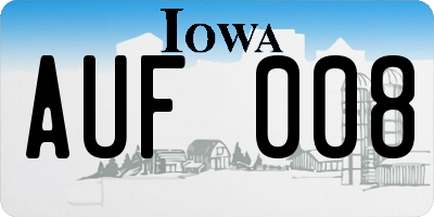 IA license plate AUF008