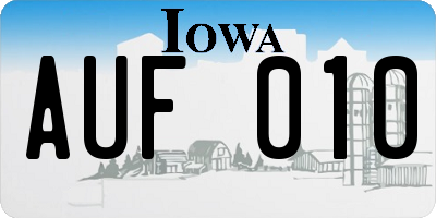 IA license plate AUF010