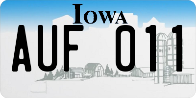 IA license plate AUF011