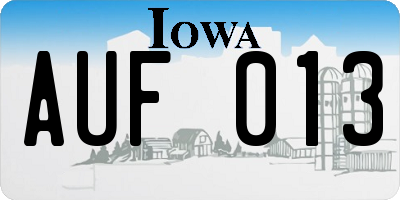 IA license plate AUF013