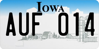 IA license plate AUF014
