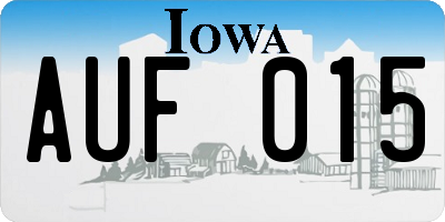 IA license plate AUF015
