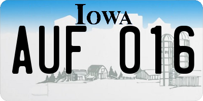 IA license plate AUF016