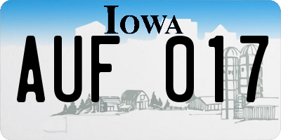IA license plate AUF017