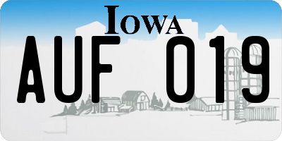 IA license plate AUF019
