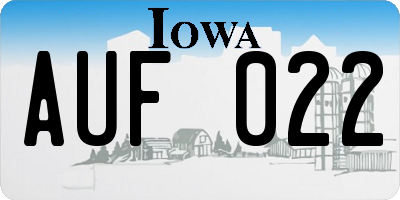 IA license plate AUF022