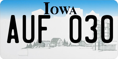 IA license plate AUF030