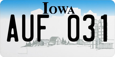IA license plate AUF031
