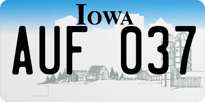 IA license plate AUF037