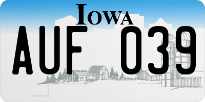 IA license plate AUF039